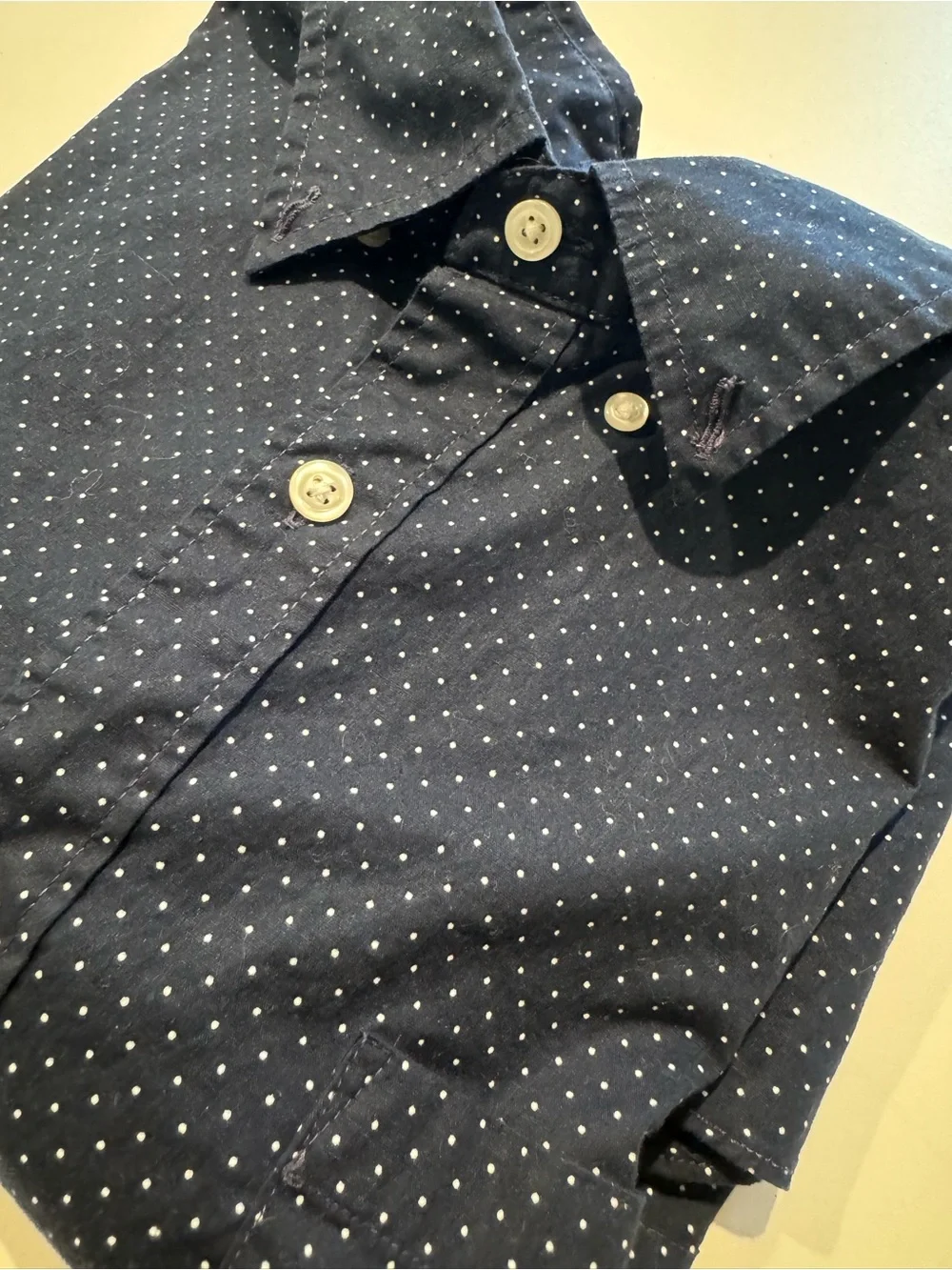 J.Crew Flex Washed Slim Fit Blue White Polka Dot Button Down Shirt Medium